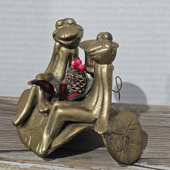 Brass Frog 🐸 Lovers Couple Candle Holder Vintage Kermit Valentine 💝 Gift 🎁 - Picture 8 of 10